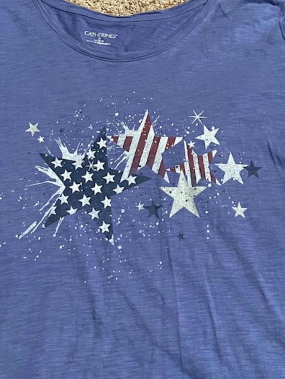 Catherines Patriotic Short Sleeve Cotton Crew Neck T-shirt – 1X